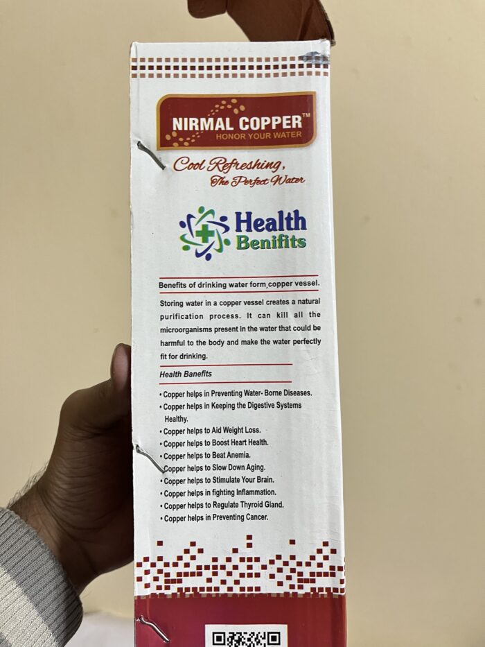 100% Pure Copper Water Bottle - 1 litre - Promotes Mind ,Body Health - Seamless - Leak Proof - Ayurvedic - Image 5