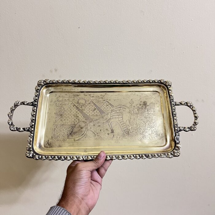 পিতলের পুরনো ট্রে - পলিশ করা - ১৩ ইঞ্চি - Image 2
