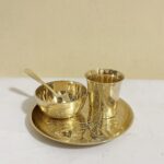 পিতলের নকশা বেবি ফিডিং সেট | ১ কেজি | প্লেট ৭.৫", বাটি ৪", গ্লাস ৩", টি‑চামচ ৫"