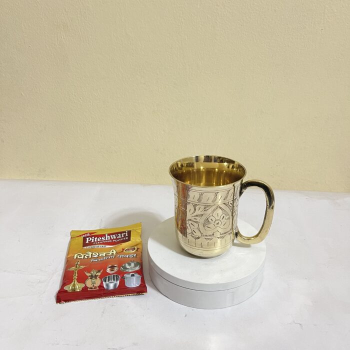প্রিমিয়াম পিতলের হাতে নকশা করা পানির মগ | ৪৫০ মিলি | ৪৪০ গ্রাম | ফ্রি পলিশ পাউডার - Image 1