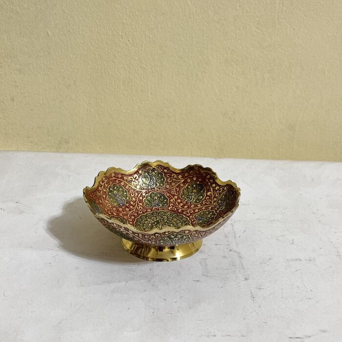 img_0906 পিতলের মিনা করা বাটি - ৫.৫ ইঞ্চি - ৩৫৫ গ্রাম - Image 1