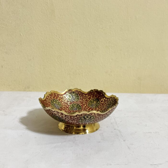 পিতলের মিনা করা বাটি - ৫.৫ ইঞ্চি - ৩৫৫ গ্রাম - Image 3