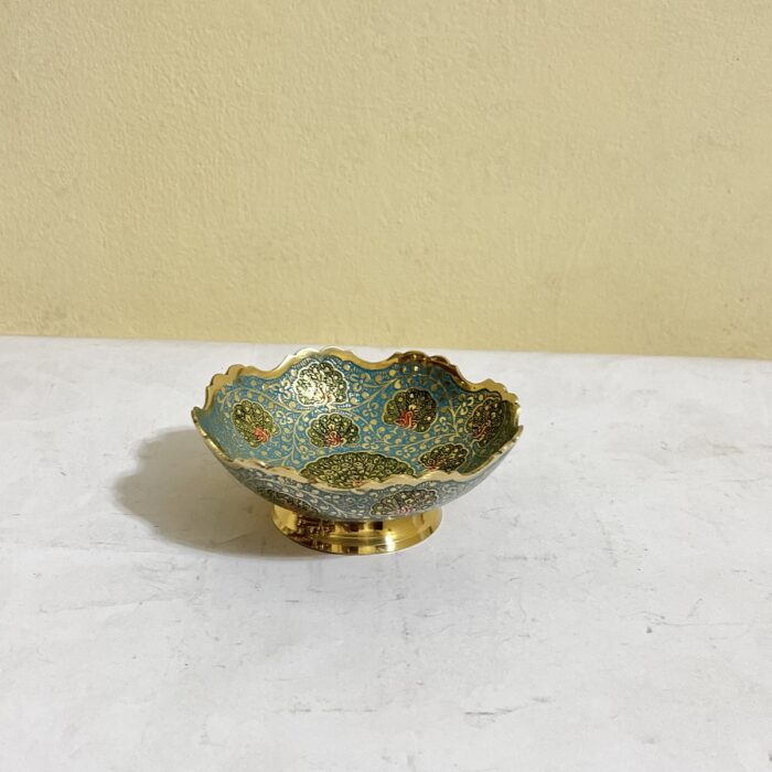 পিতলের মিনা করা বাটি - ৫.৫ ইঞ্চি - ৩৬৫ গ্রাম - Image 2