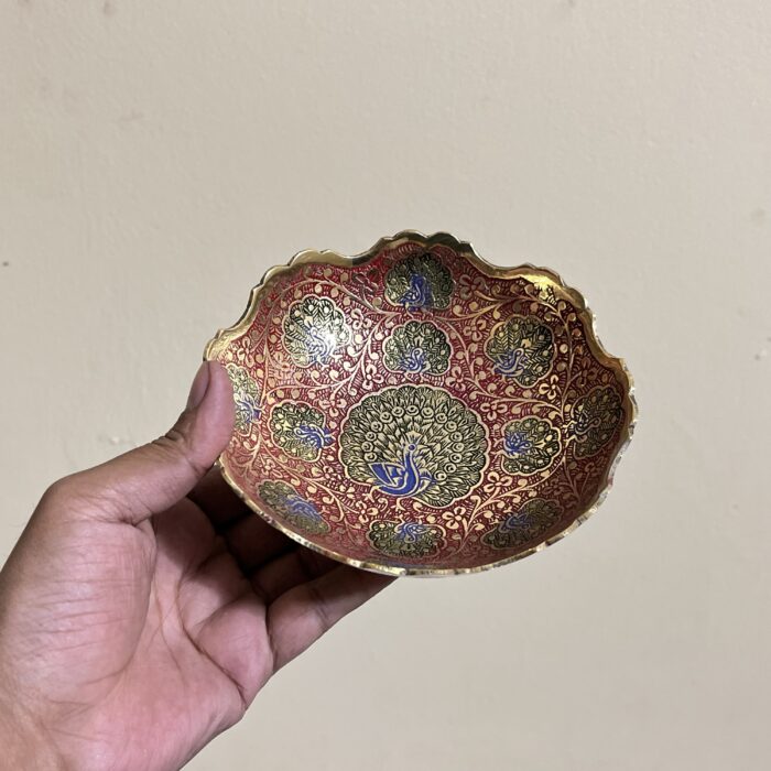 পিতলের মিনা করা বাটি - ৫.৫ ইঞ্চি - ৩৫৫ গ্রাম - Image 4