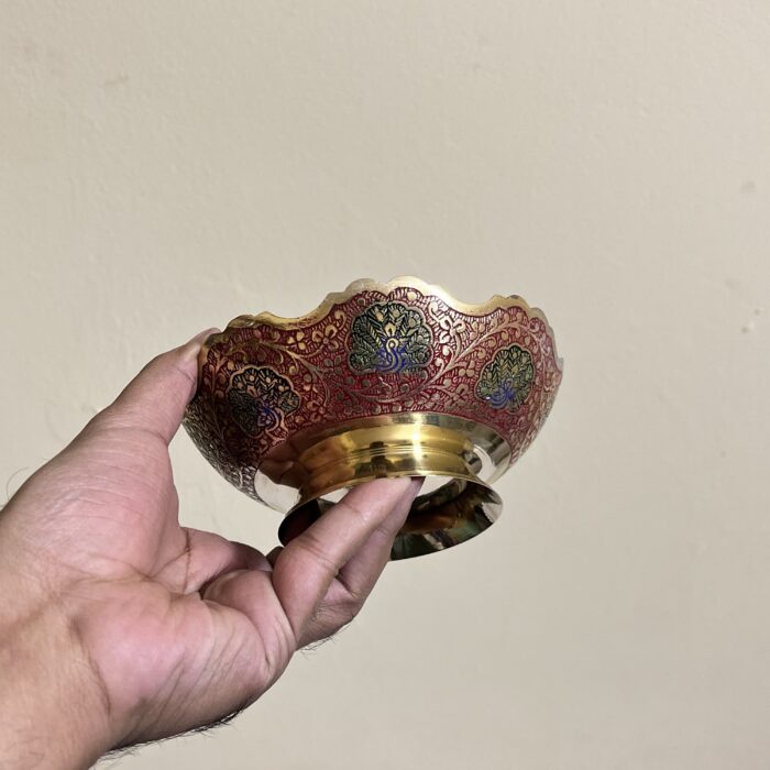 পিতলের মিনা করা বাটি - ৫.৫ ইঞ্চি - ৩৫৫ গ্রাম - Image 5