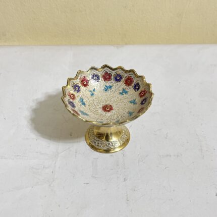 পিতলের ইউনিক মিনা করা স্ট্যান্ড বাটি - ১৮০ গ্রাম - ৩.৫ ইঞ্চি