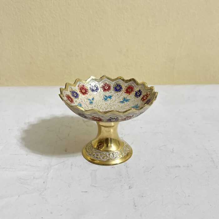 পিতলের ইউনিক মিনা করা স্ট্যান্ড বাটি - ১৮০ গ্রাম - ৩.৫ ইঞ্চি - Image 2