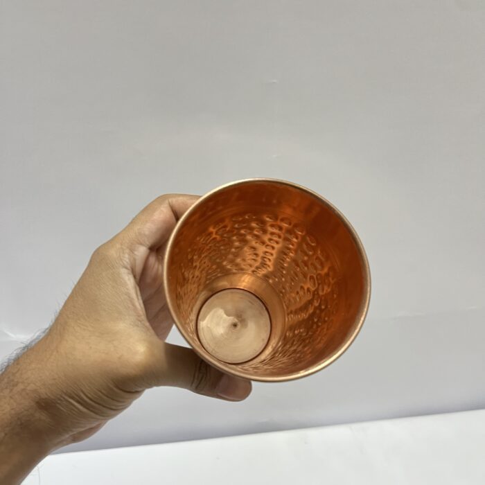 Hammered Copper Big Lassi Glass - Serving Drinking Water, Benefit Yoga Ayurveda, 500 ml (Brown) - Image 2