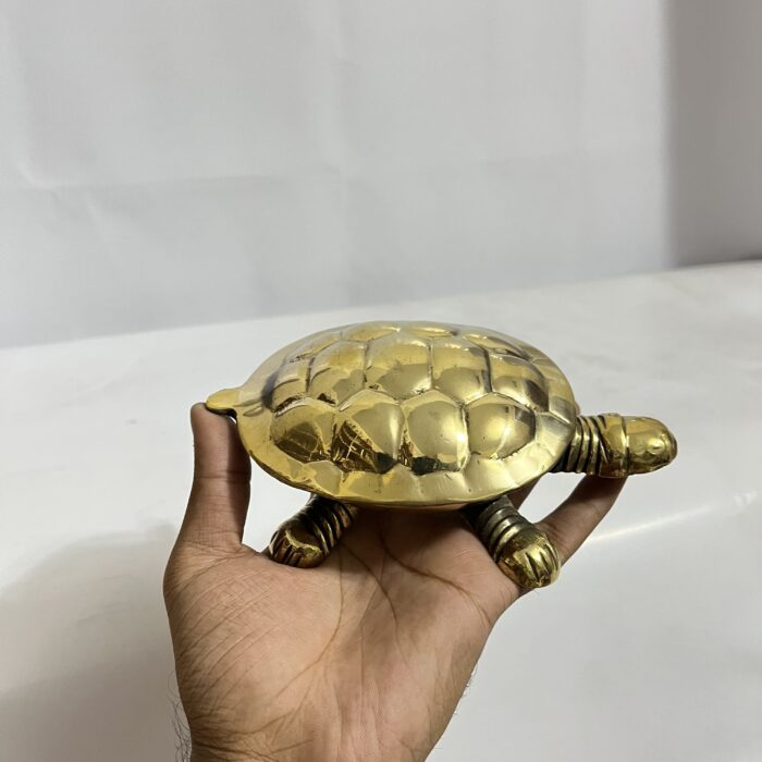 পিতলের পুরনো কচ্ছপ শোপিস - ৫ ইঞ্চি - ৩০০ গ্রাম - Image 4