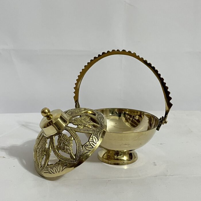 South indian Brass Dhupdani - 5 inches - 580 gm - Image 2