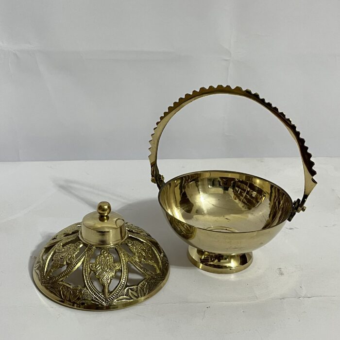 South indian Brass Dhupdani - 5 inches - 580 gm - Image 3