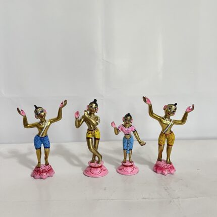 বৃন্দাবনী পিতলের রাধা কৃষ্ণ গৌর নিতাই সেট - ছোট সাইজ  - ১৯৭০ গ্রাম