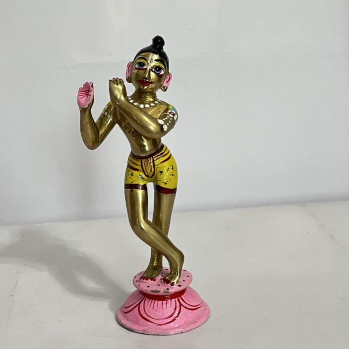 বৃন্দাবনী পিতলের রাধা কৃষ্ণ গৌর নিতাই সেট - ছোট সাইজ  - ১৯৭০ গ্রাম - Image 4