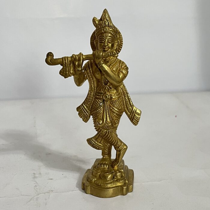পিতলের রাধাকৃষ্ণ সেট - ৫ ইঞ্চি - ৯০০ গ্রাম - Image 4