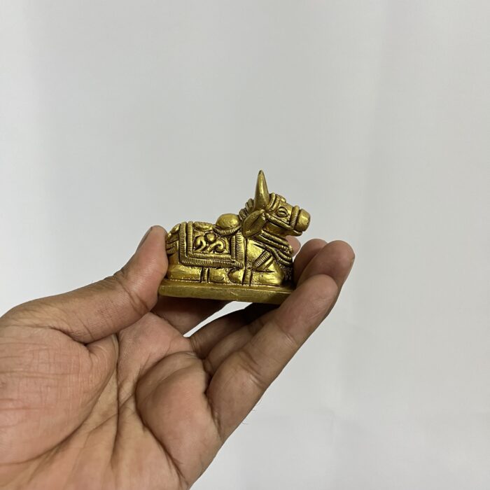 সাউথ ইন্ডিয়ান পিতলের ছোট নন্দী - ২ ইঞ্চি - ২০০ গ্রাম - Image 5