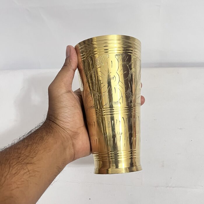 Brass Lassi Glass - 700 ml - 400 gm Drinkware, Serveware for Lassi, Milk, and Water with Heavy Duty - Image 3