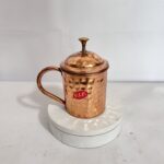 Handmade pure copper water mug, 400 ml capacity, 190 grams. Ideal for daily drinking, Ayurveda benefits, and traditional use