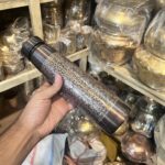 Antique-style engraved pure copper water bottle with Advanced Leak Proof Protection, Ayurveda and Yoga Health Benefits - 900 ml - Image 3