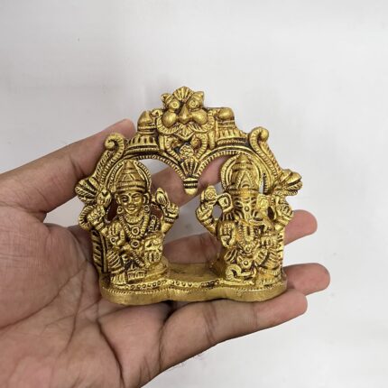পিতলের ছোট লক্ষ্মী গণেশ বিগ্রহ - ৩ ইঞ্চি - ৩৪০ গ্রাম