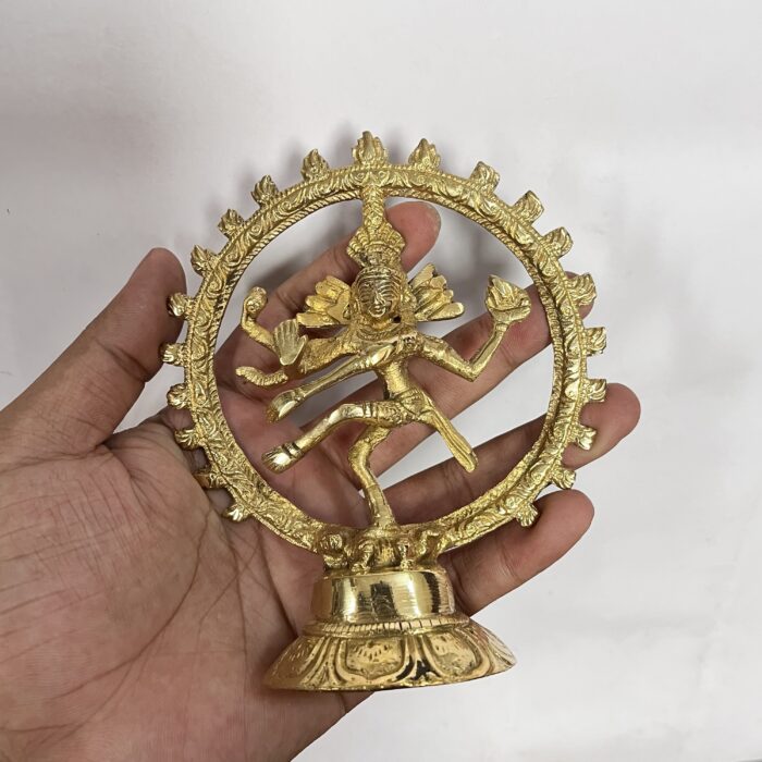 পিতলে ছোট নটরাজ বিগ্রহ - ৫ ইঞ্চি, ২০০ গ্রাম - Image 3